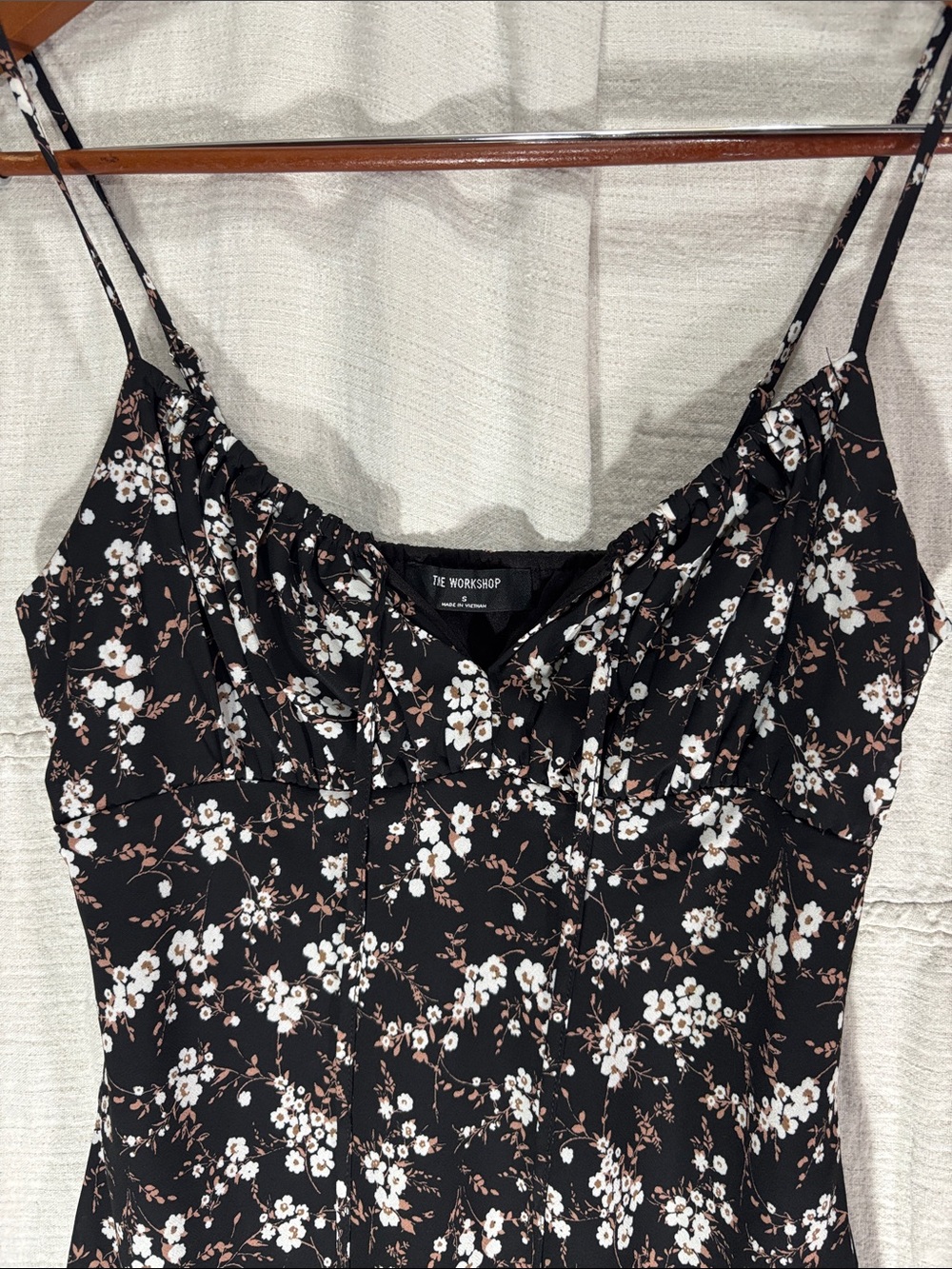 Workshop Republic Clothing Black Floral Midi Cami Slip Dress S 90s Y2K Grunge - Picture 6 of 9